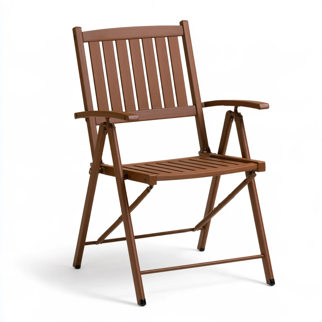Chaise pliante aux lignes épurées, coloris brun