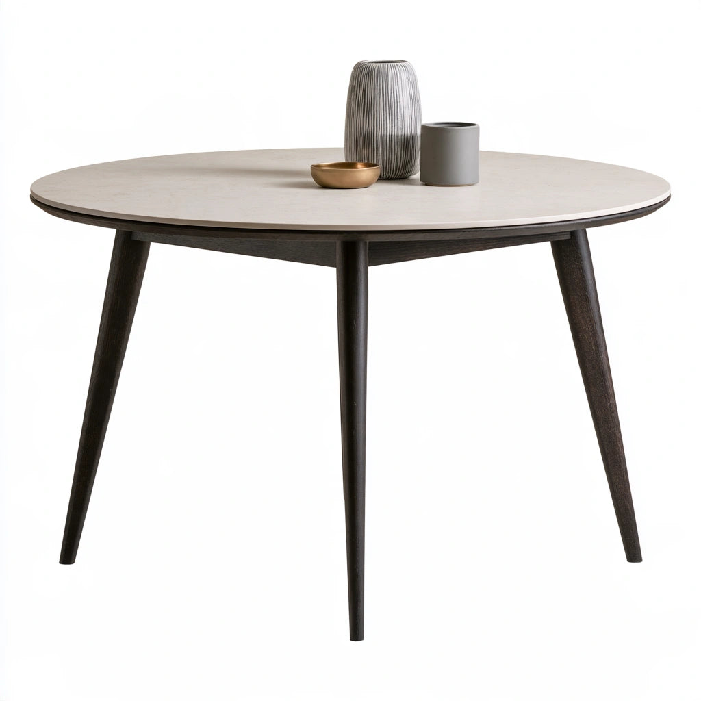 Table à manger aux lignes épurées, coloris crème