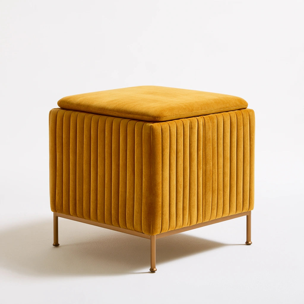 Pouf carré aux lignes épurées, coloris gris