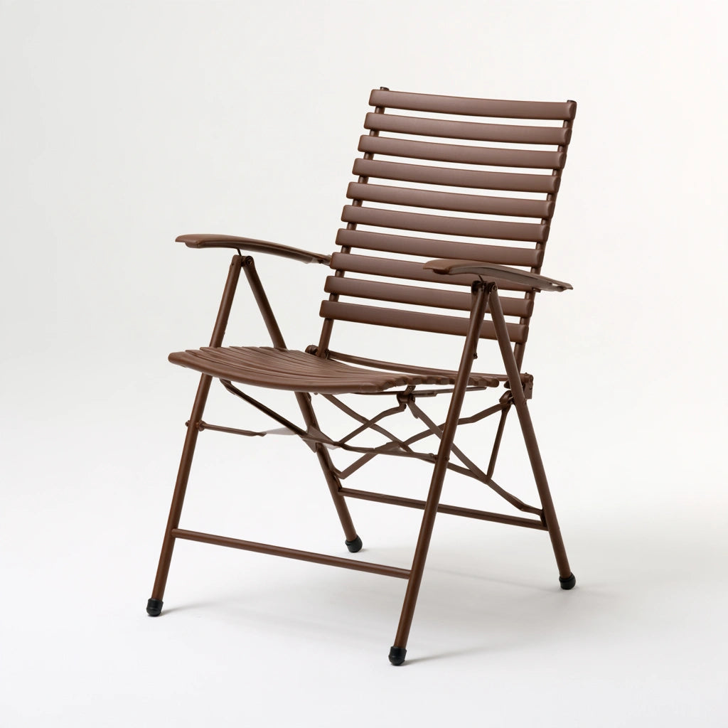 Chaise pliante aux lignes épurées, coloris brun