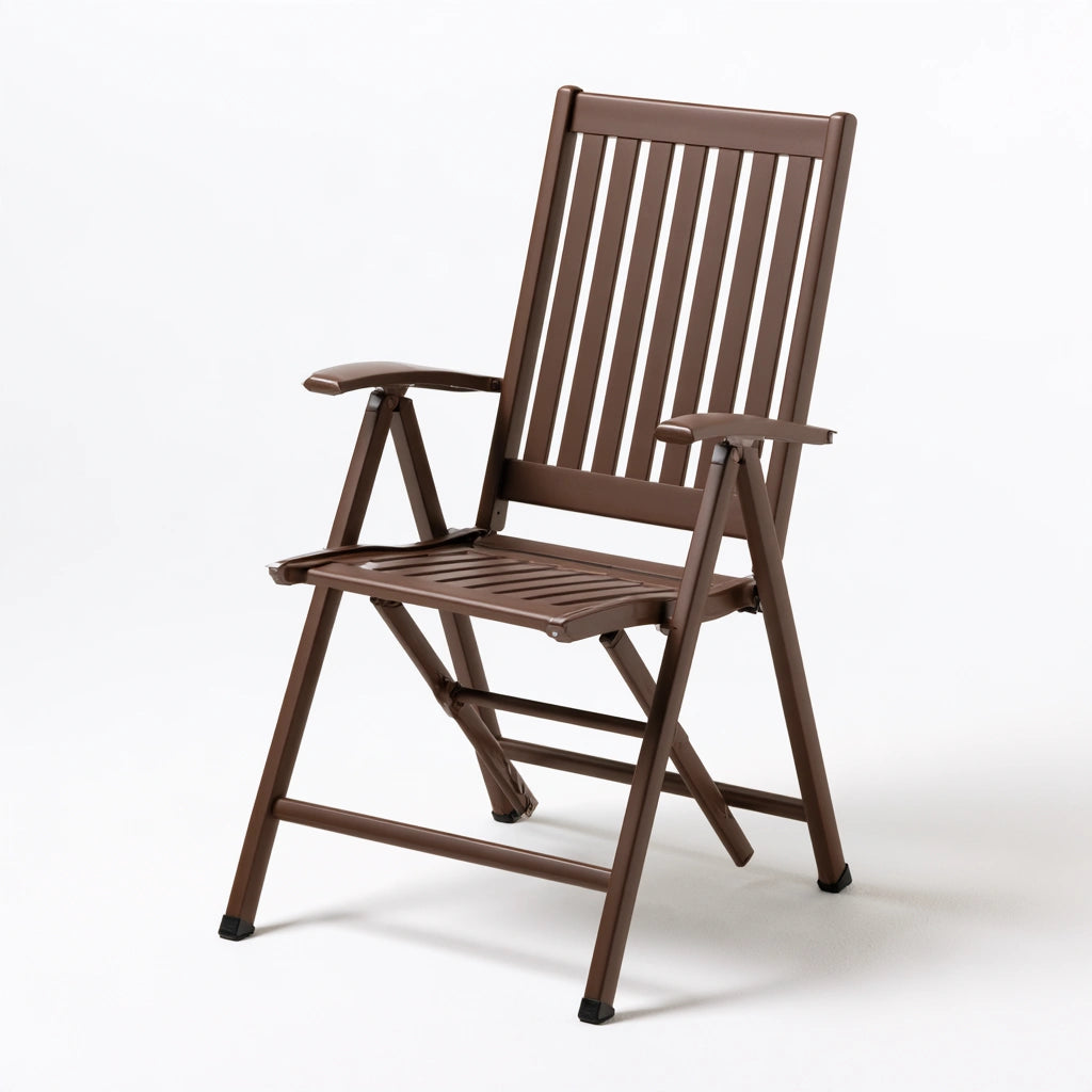 Chaise pliante aux lignes épurées, coloris brun