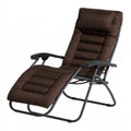 Fauteuil de jardin inclinable rembourré aux lignes épurées, coloris brun et blanc