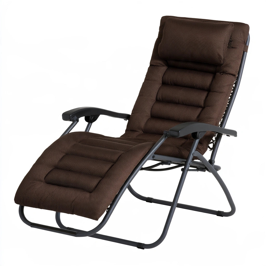 Fauteuil de jardin inclinable rembourré aux lignes épurées, coloris brun et blanc