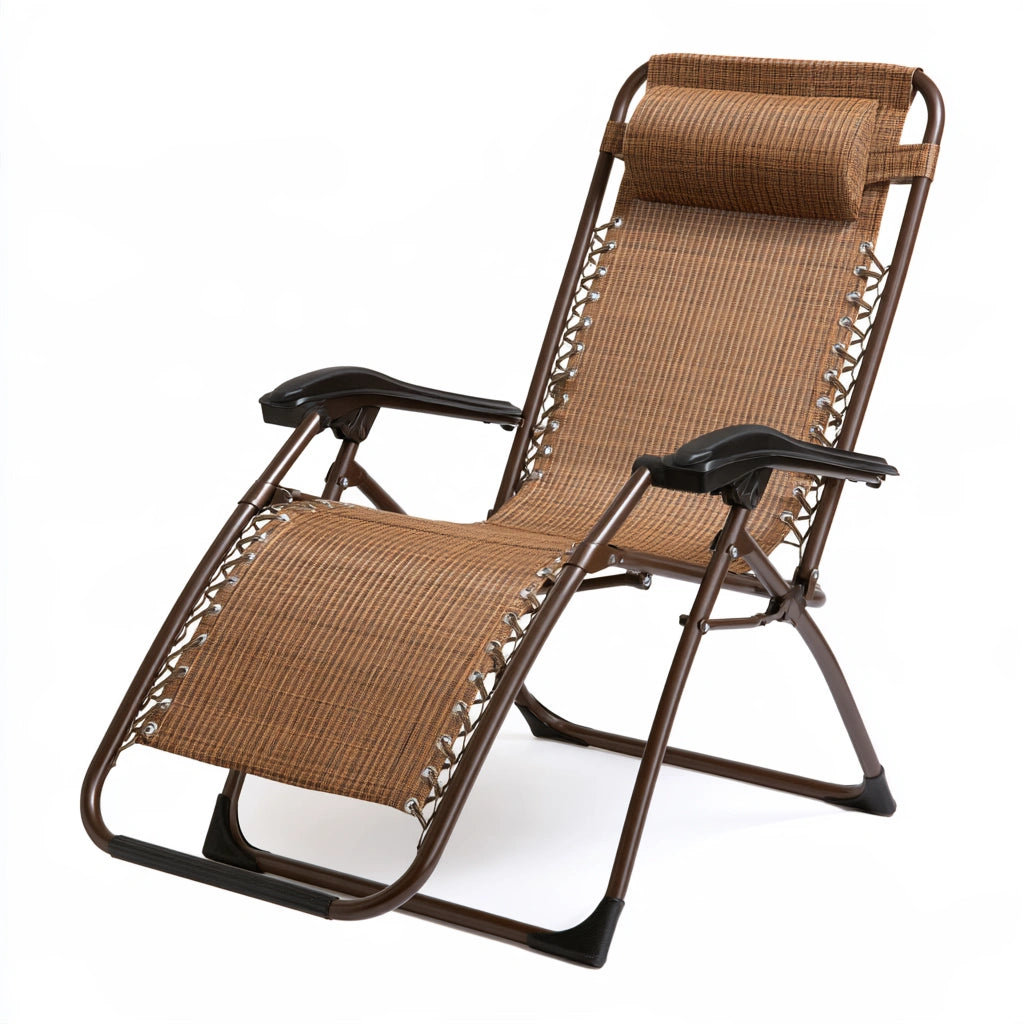 Housse extensible pour fauteuil relax aux lignes épurées pliant, coloris brun