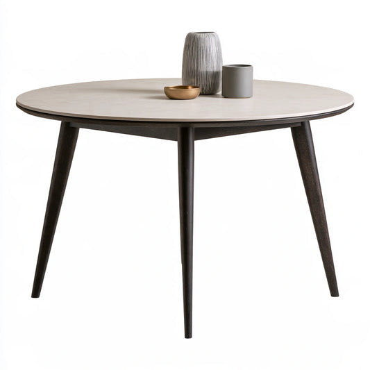 Table à manger aux lignes épurées, coloris crème