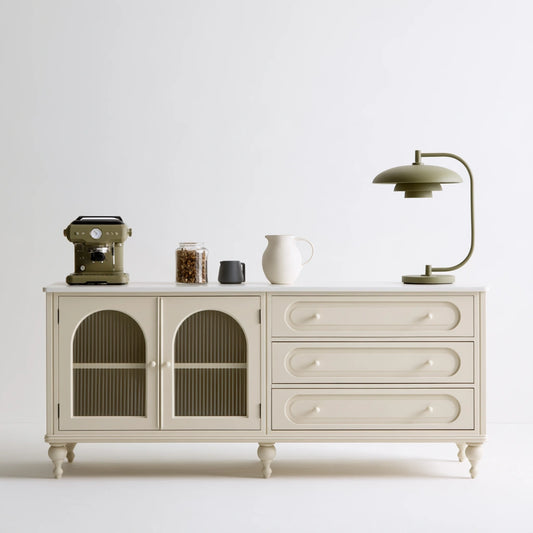 Buffet de rangement aux lignes épurées, coloris crème